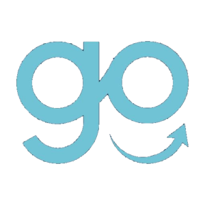 לוגו של חברת ביטוח גו - GO המילה GO באנגלית בצבע תכלת על רקע שקוף