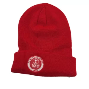 כובע צמר אדום עם לוגו הפועל תל אביב